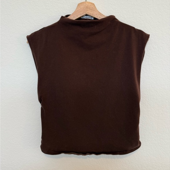 Reformation Lindy Top Cowl Neck Sleeveless Knit Blouse in Brown Size Medium - Picture 2 of 6